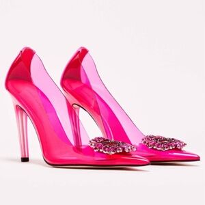 Good American Hot Pink Cinderella Pumps
